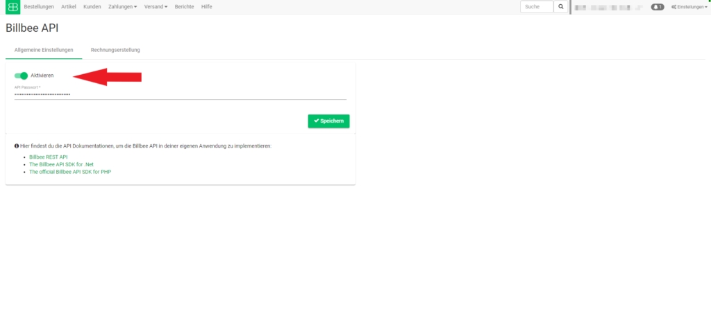 Billbee API aktivieren