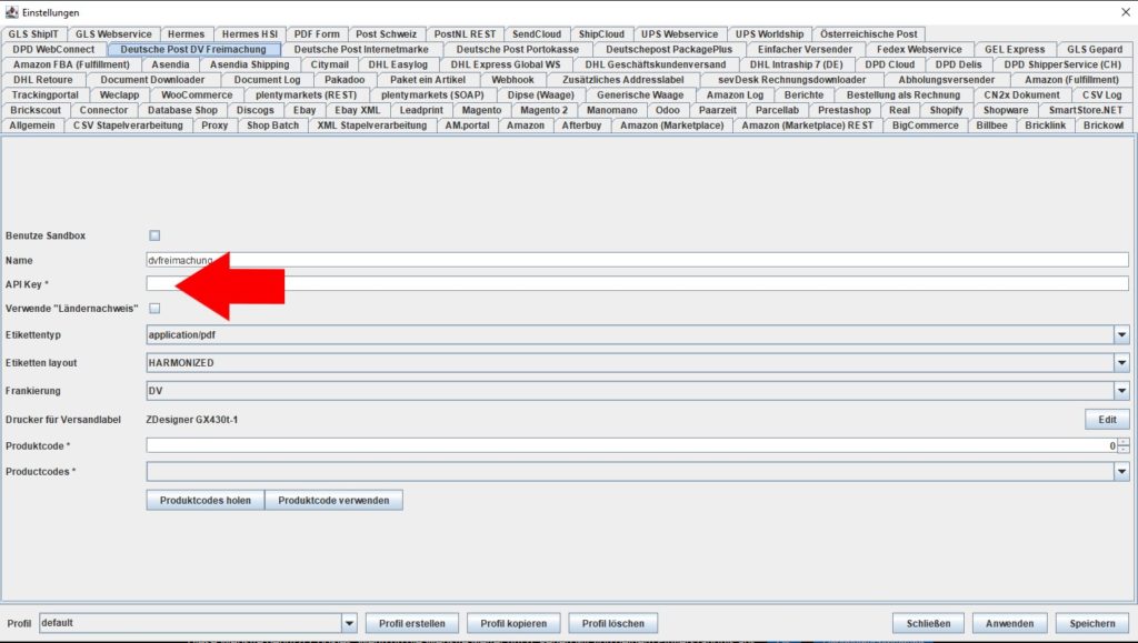 DeutschePost DV API Key