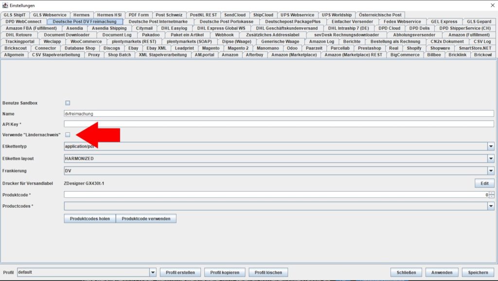 DeutschePost DV Verwende Ländernachweis