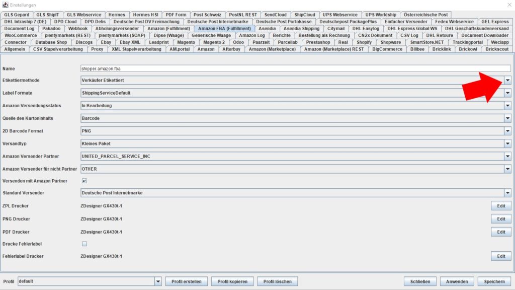 AmazonFBA Etikettenmethode