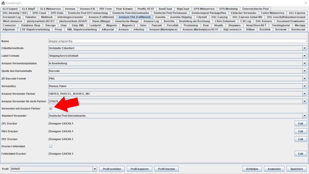 AmazonFBA versenden mit amazon partner