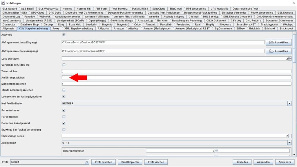 CSV Anführungszeichen