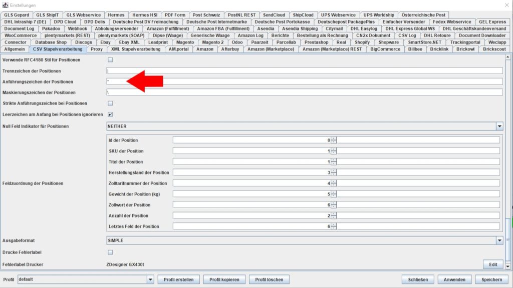 CSV Anführungszeichen