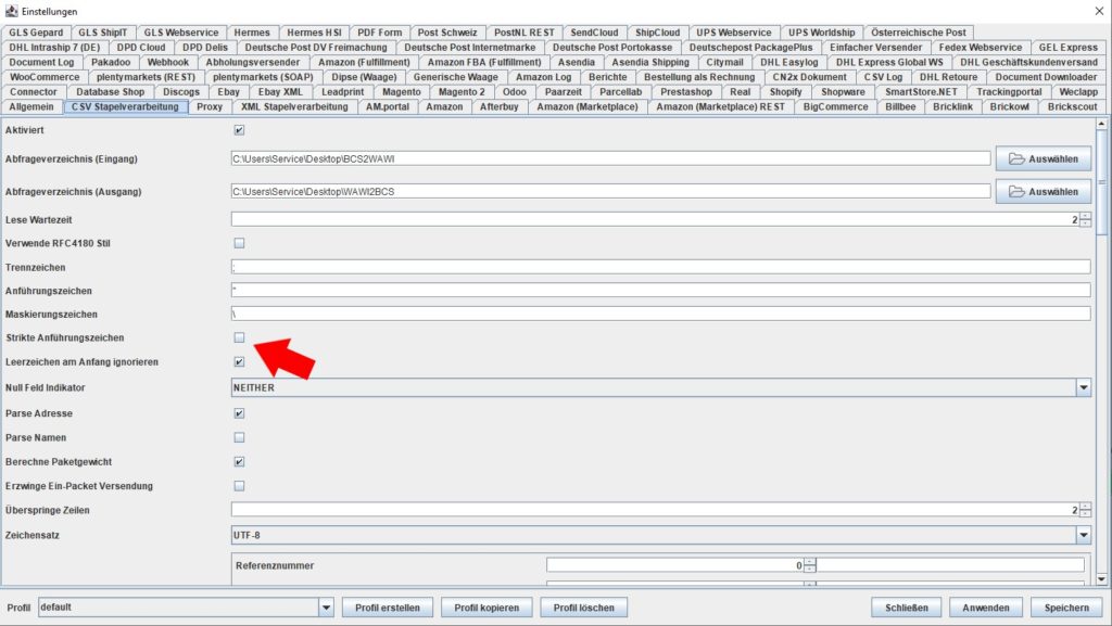 CSV Strikte Anführungszeichen