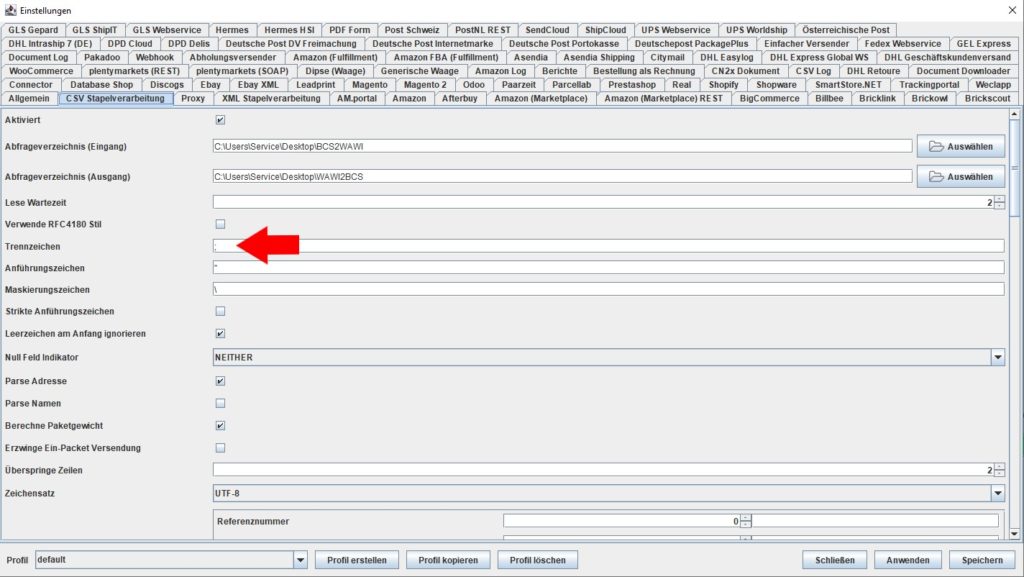 CSV Trennzeichen