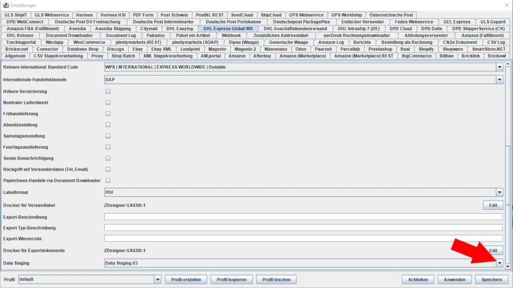 DHL Express Data staging