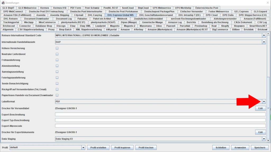 DHL Express Labelformat