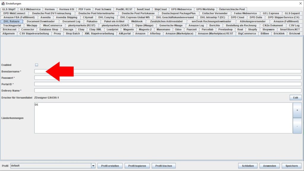 DHL Retoure Benutzername