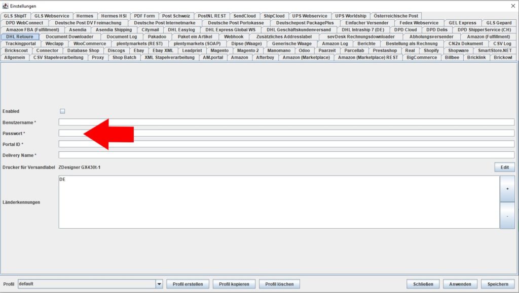 DHL Retoure Passwort