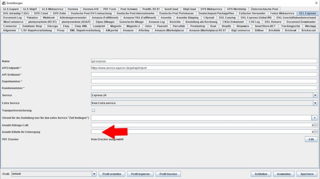 GELexpress Altteile für Entsorgung