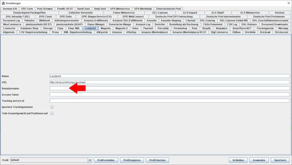 LeadPrint Benutzername