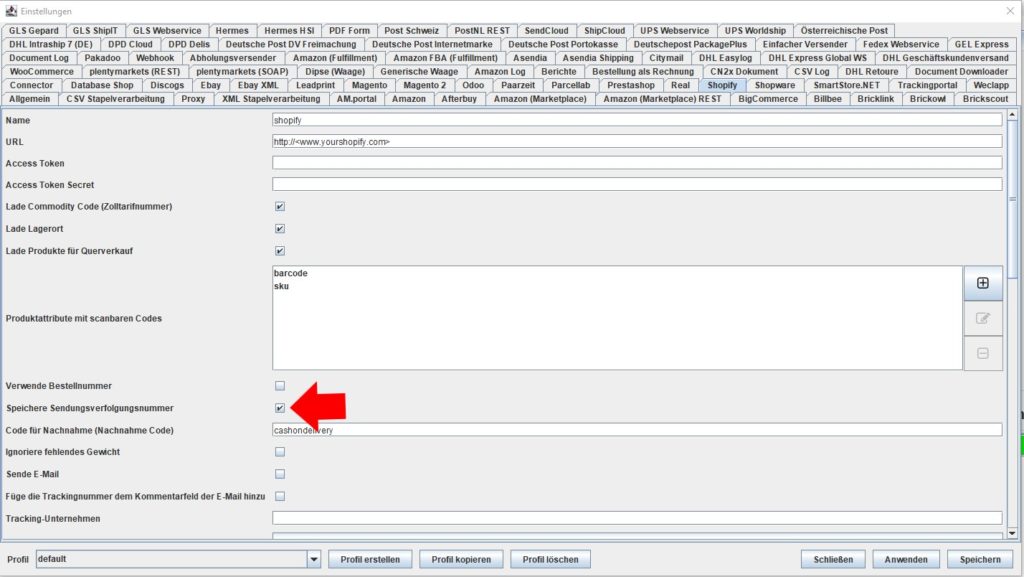 Shopify speichere sendunsverfolgungsnummer