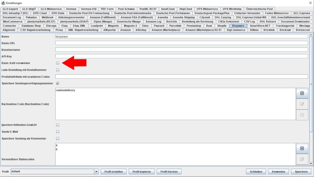 Shopware Basic Auth verwenden
