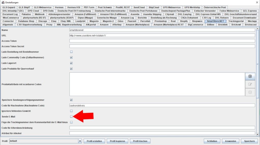 Smartstore sende email