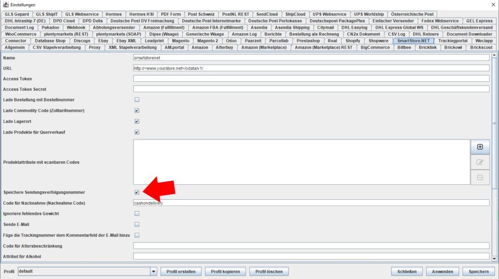 Smartstore speichere sendungsverfolgungsnummer