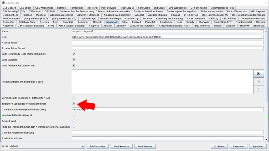 magento2 speichere sendungsverfolgungsnummer