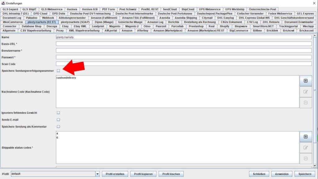 plentymarkets REST Speichere Sendungsverflgungsnummer