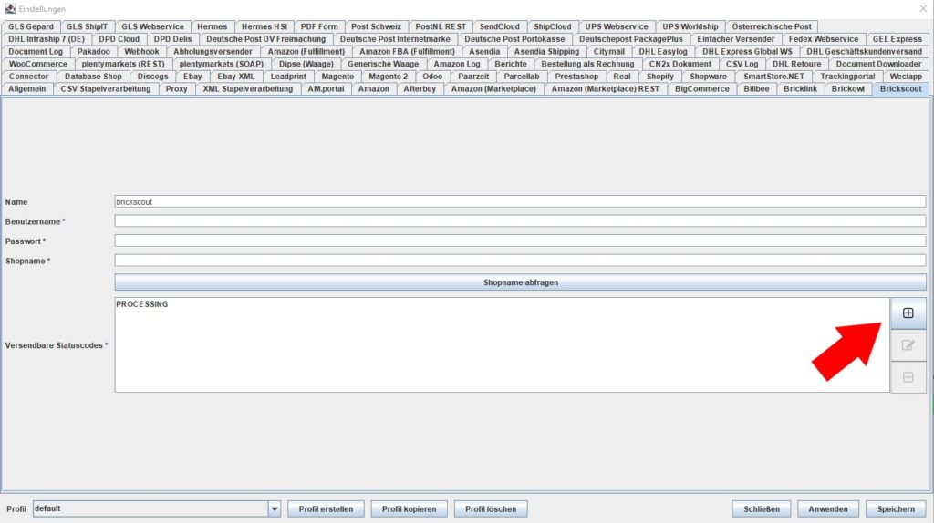 Brickscout Versendbare Statuscodes