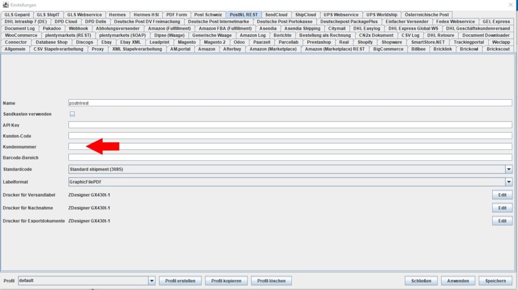 PostNL rest Kundennummer