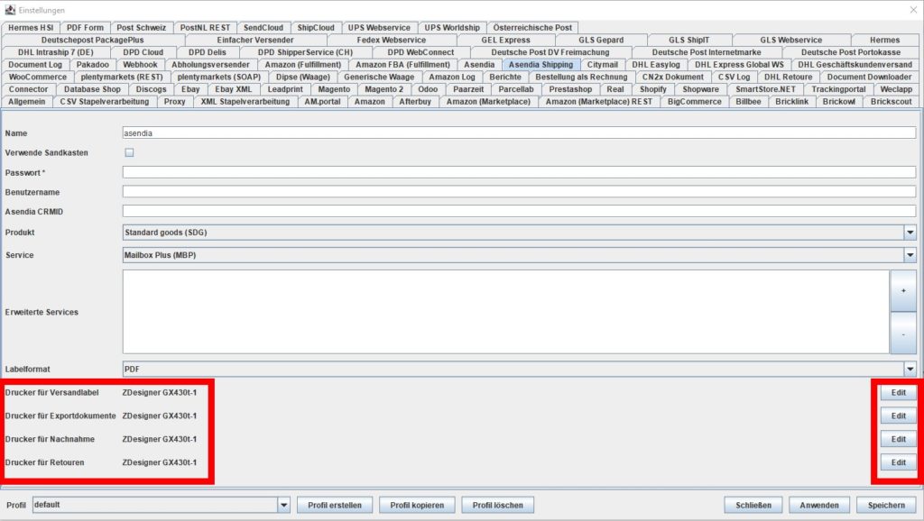 AsendiaShipping drucker