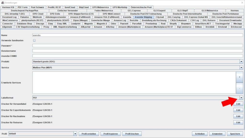 AsendiaShipping labelformat