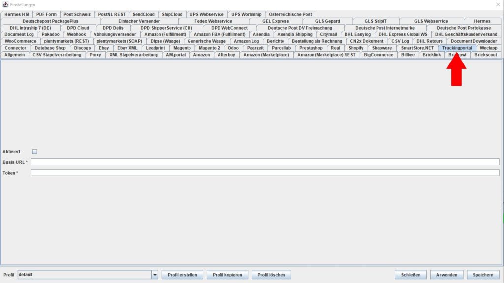 Tracking einstellung